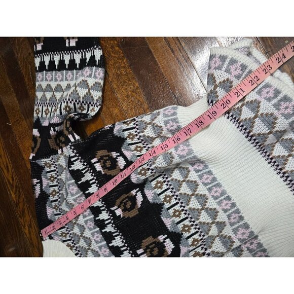 Vintage Fair Isle Grey Pink Cinched Waist Sweater - Picture 9 of 11